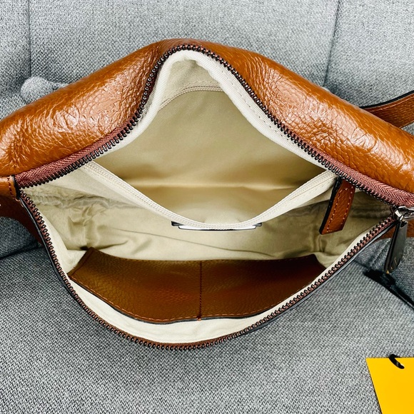 NWT Mario Valentino Embossed Leather Belt Bag - Carob - Picture 4 of 7